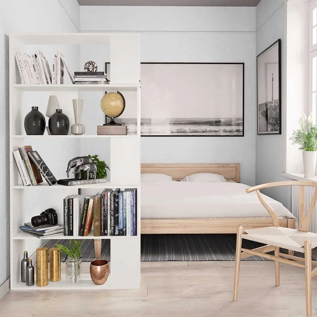 White Engineered Wood Book Cabinet