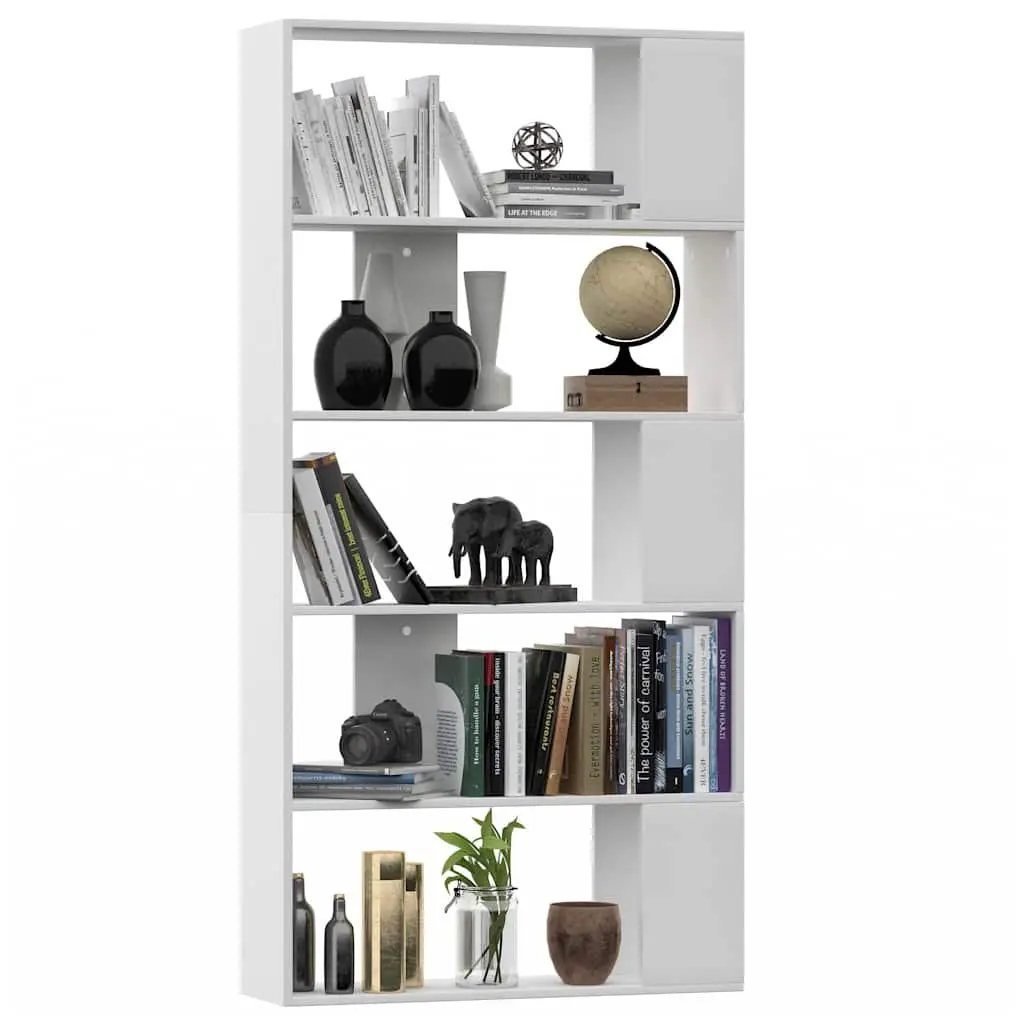 White Engineered Wood Book Cabinet