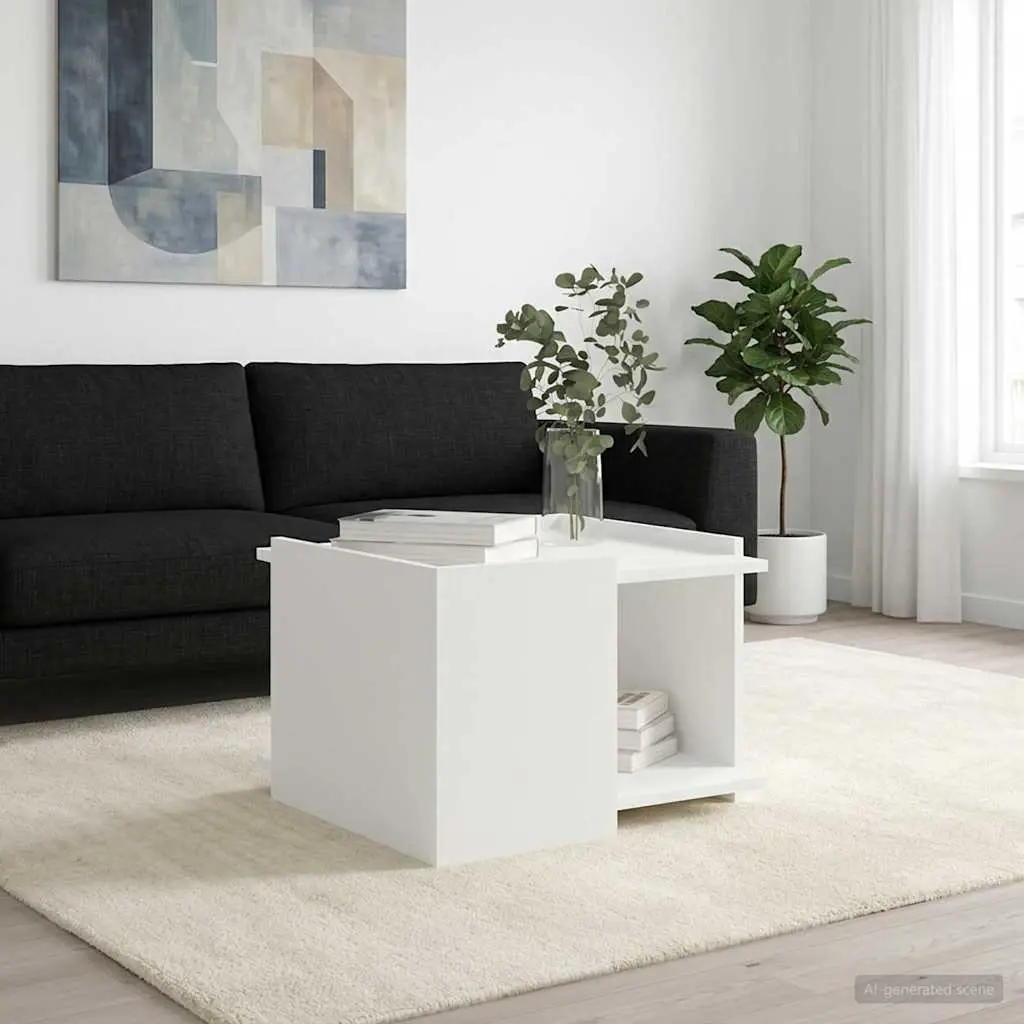 White Coffee Table 50.5 x 50 x 33 cm, Easy Maintenance