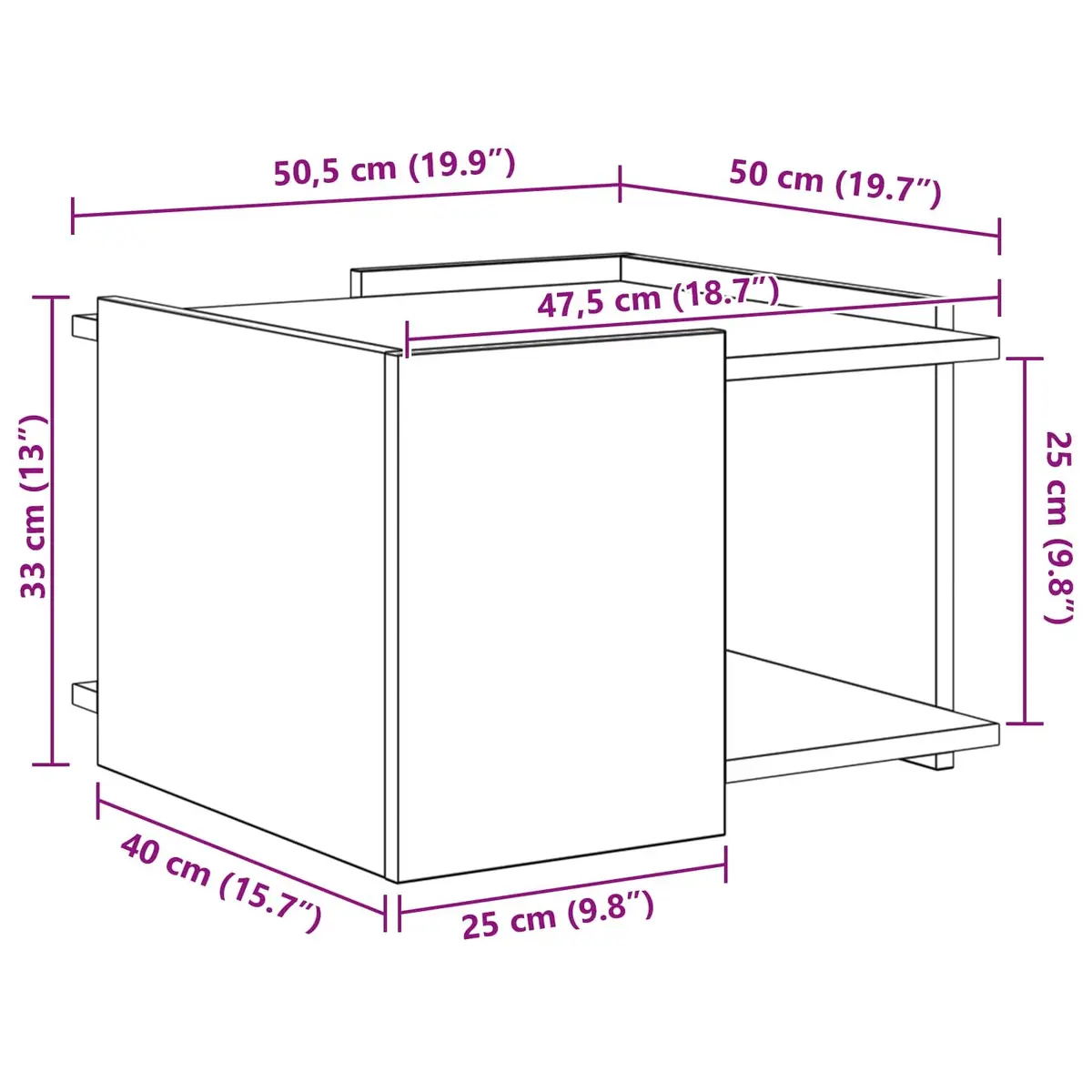 White Coffee Table 50.5 x 50 x 33 cm, Easy Maintenance