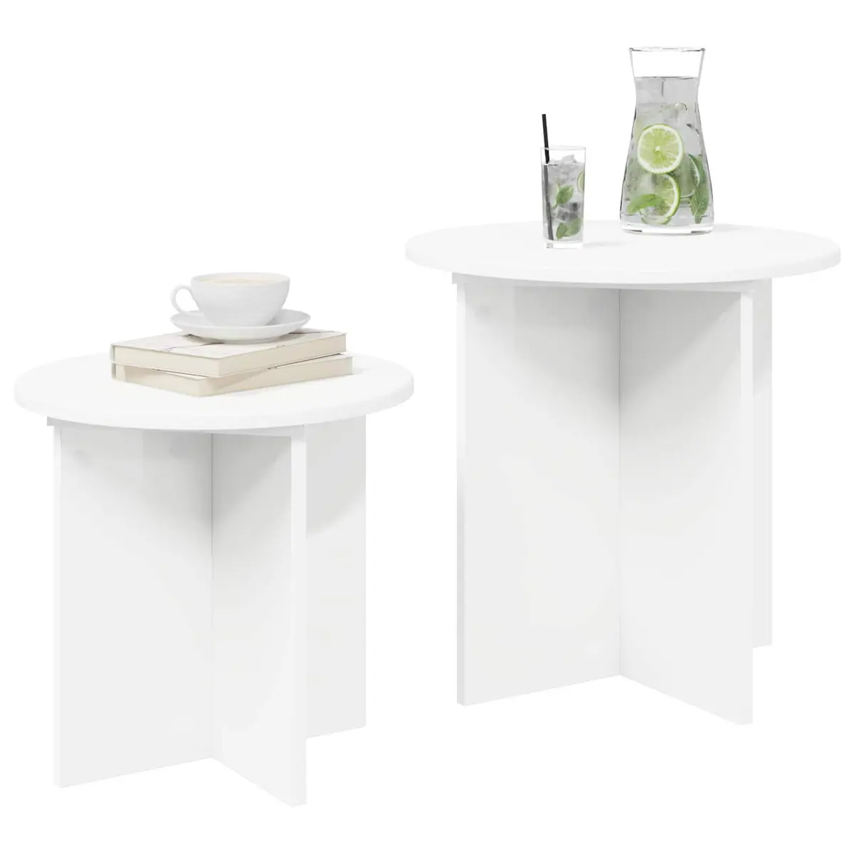 Nesting Tables Set 2 Piece Light Wood Minimalist Accent Side Tables for Living Room and Bedroom