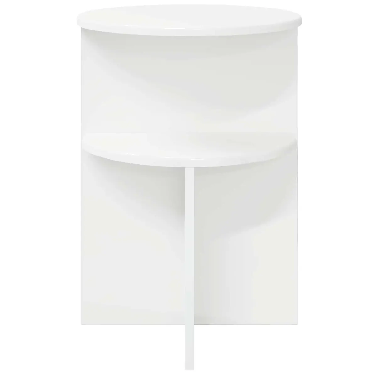 Side Table Round White Storage Modern Accent Engineered Wood End Table