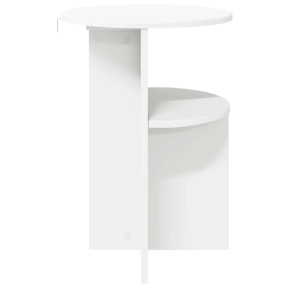 Side Table Round White Storage Modern Accent Engineered Wood End Table