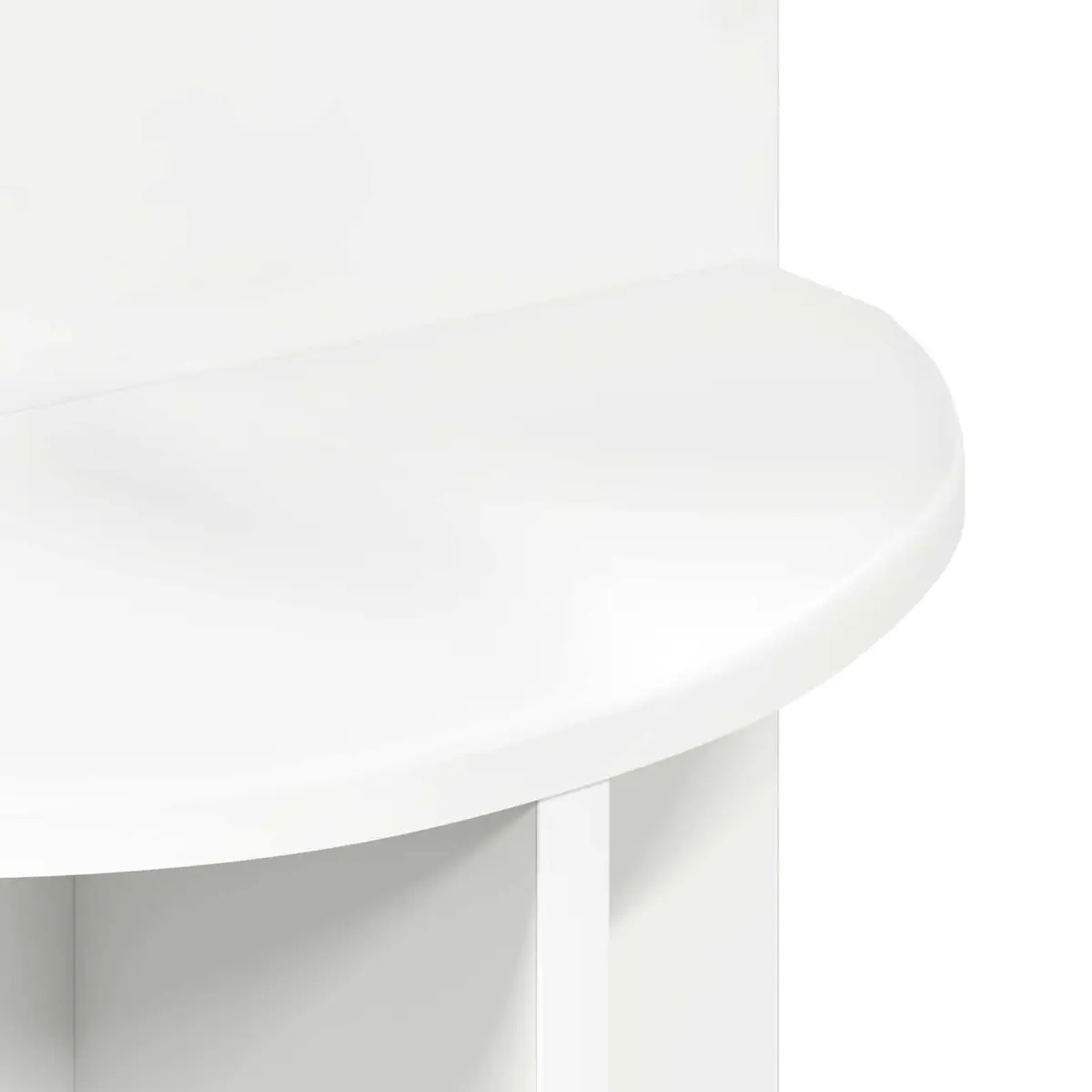 Side Table Round White Storage Modern Accent Engineered Wood End Table