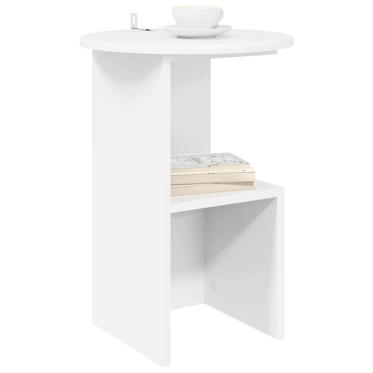 Side Table White Modern Accent Coffee Table Engineered Wood Living Room Bedroom