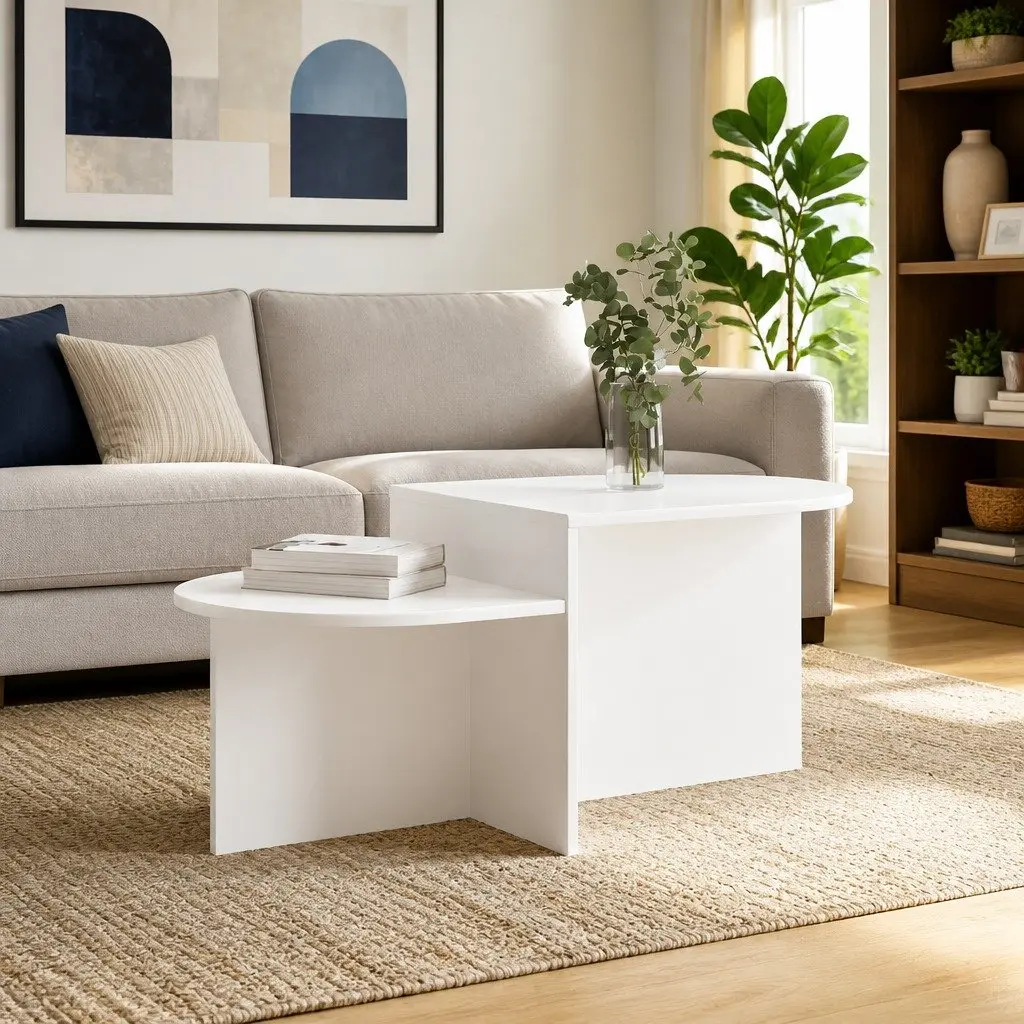 Coffee Table White 100 x 50 x 40 cm Modern Lounge Bedroom Accent Storage