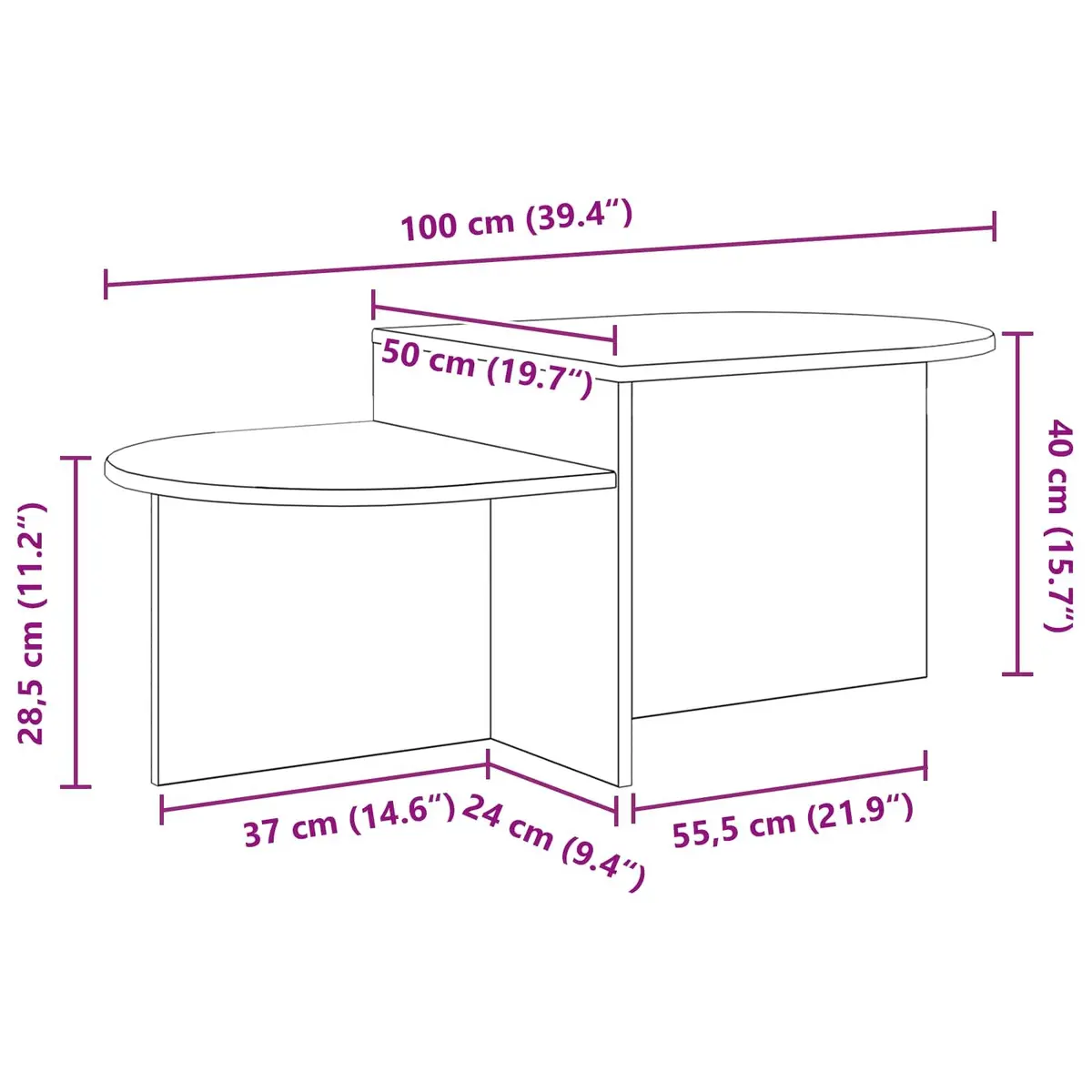 Coffee Table White 100 x 50 x 40 cm Modern Lounge Bedroom Accent Storage