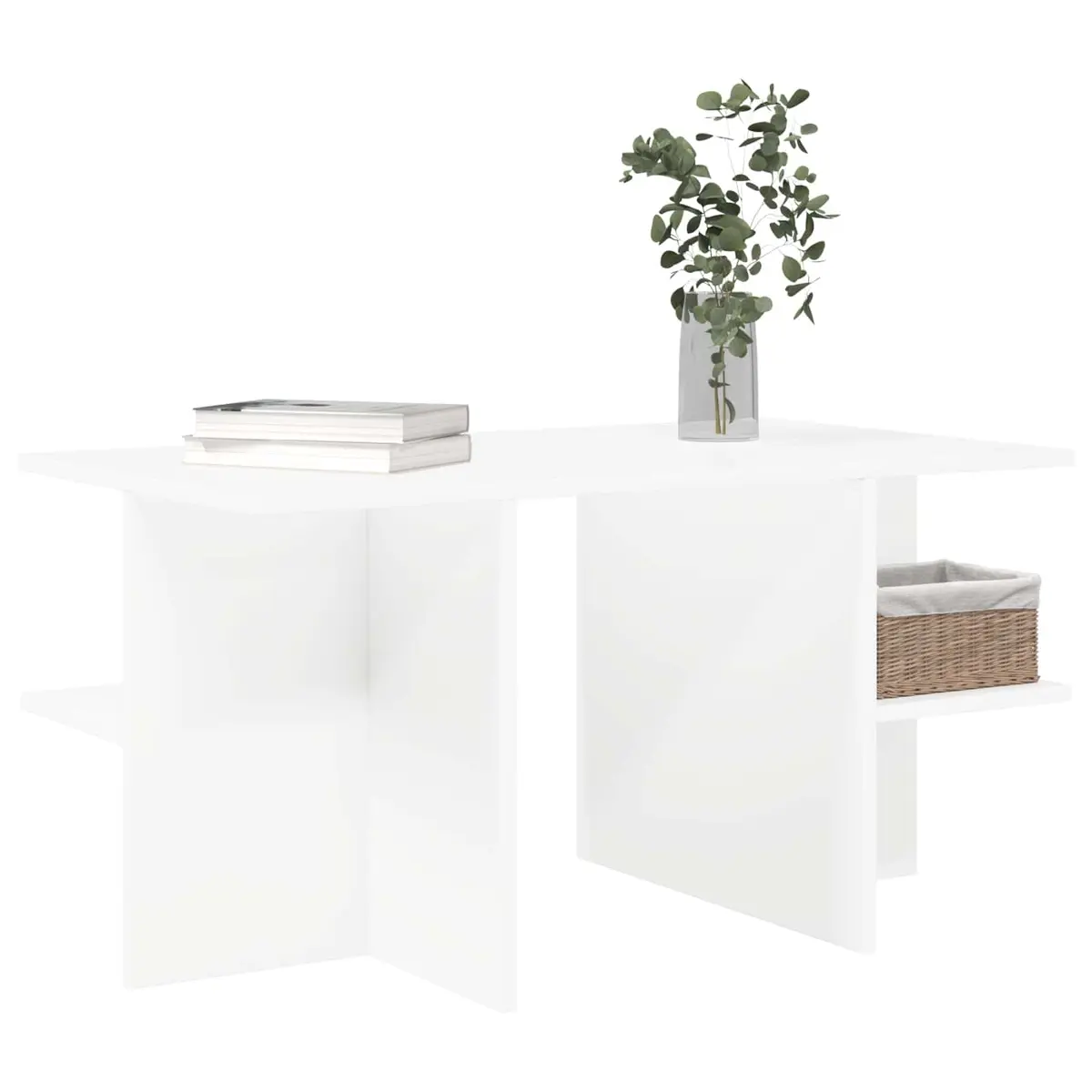 Coffee Table White Modern Living Room Accent Furniture 87x50x45 cm