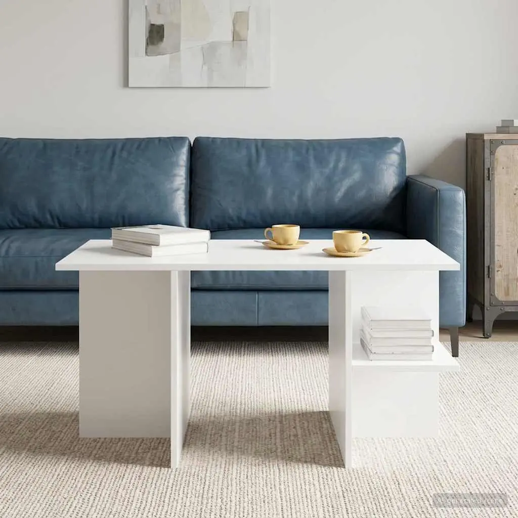 Coffee Table White Modern Living Room Accent Furniture 87x50x45 cm