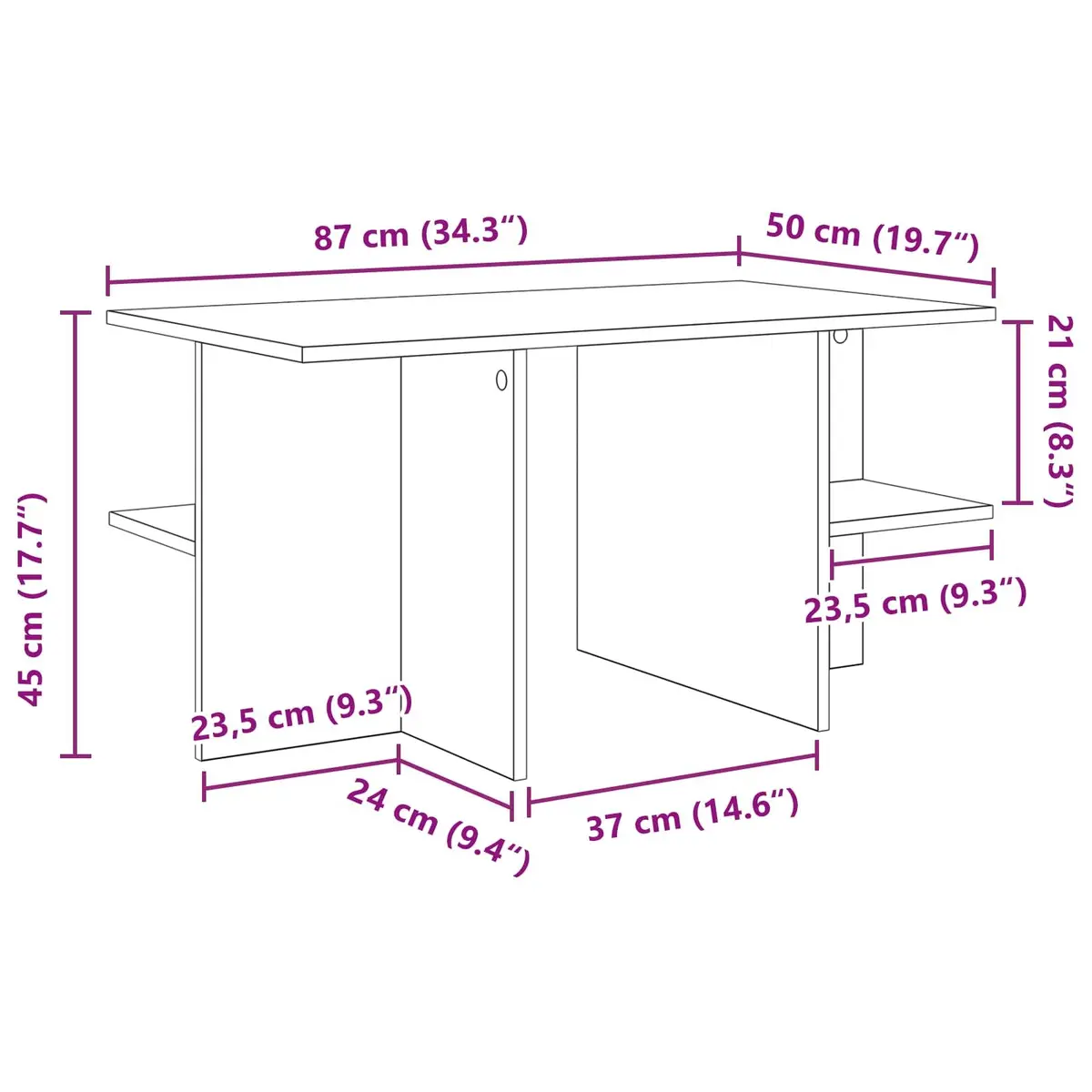 Coffee Table White Modern Living Room Accent Furniture 87x50x45 cm