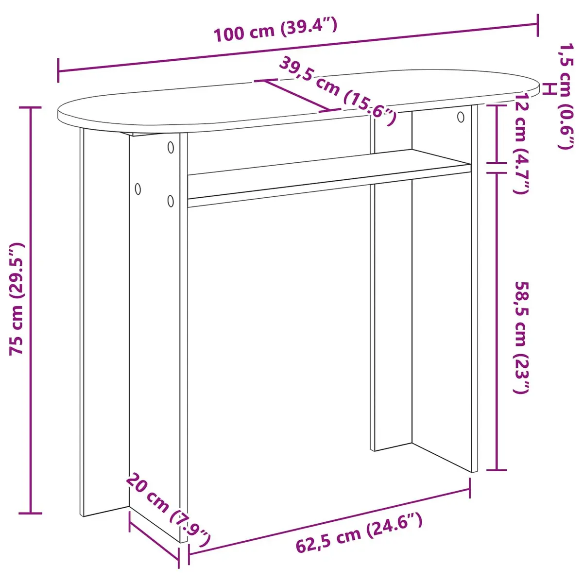 Console Table White Modern Accent Hallway Entryway Display Engineered Wood 100cm