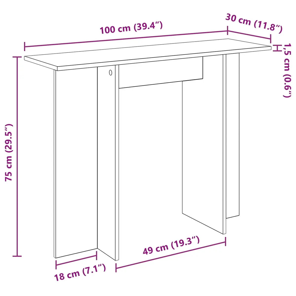 Console Table Modern Hallway Entryway Living Room 100x30x75cm White