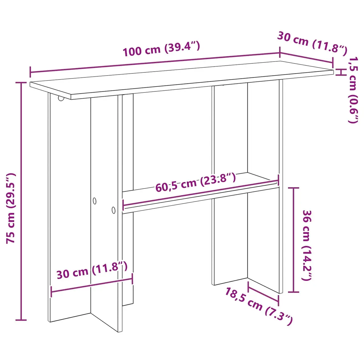 Console Table Entryway Hallway 100x30x75cm White Engineered Wood