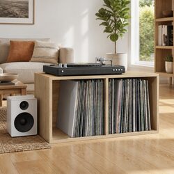 Reliable Vinyl Storage Box in Sonoma Oak for Your LPs