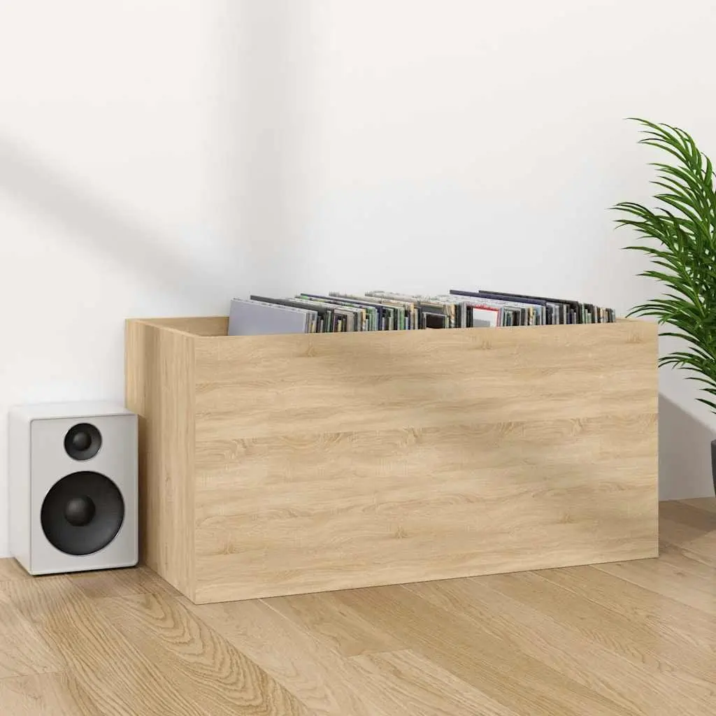Vinyl Storage Box LP Organiser Open Top 71x34x36cm Sonoma Oak