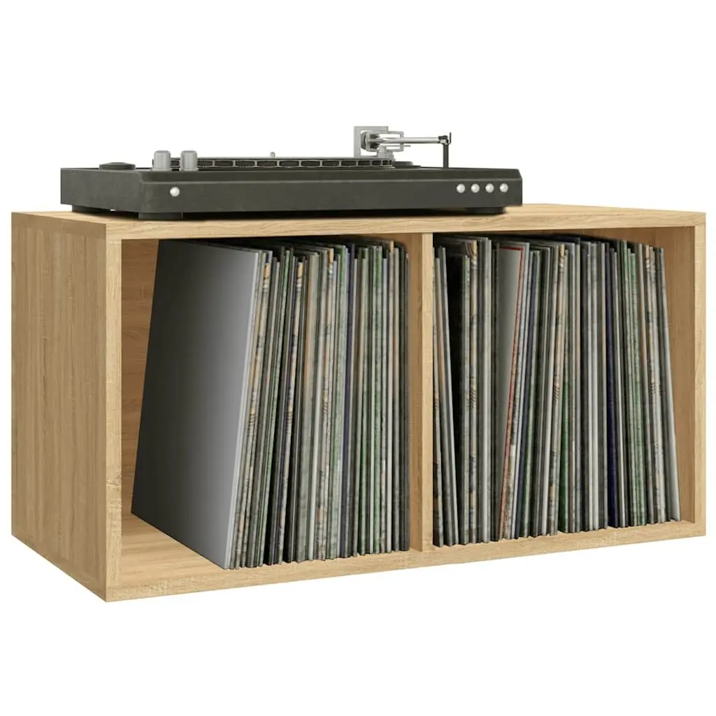 Vinyl Storage Box LP Organiser Open Top 71x34x36cm Sonoma Oak