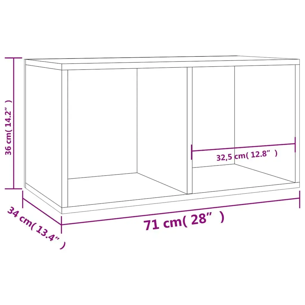Vinyl Storage Box LP Organiser Open Top 71x34x36cm Sonoma Oak