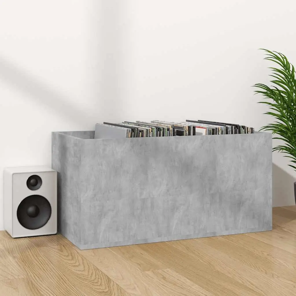 Vinyl Record Storage Box Grey 71x34x36cm Engineered Wood Cabinet Organiser