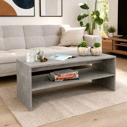 Coffee Table with Open Shelf Grey Engineered Wood Living Room Accent Table
