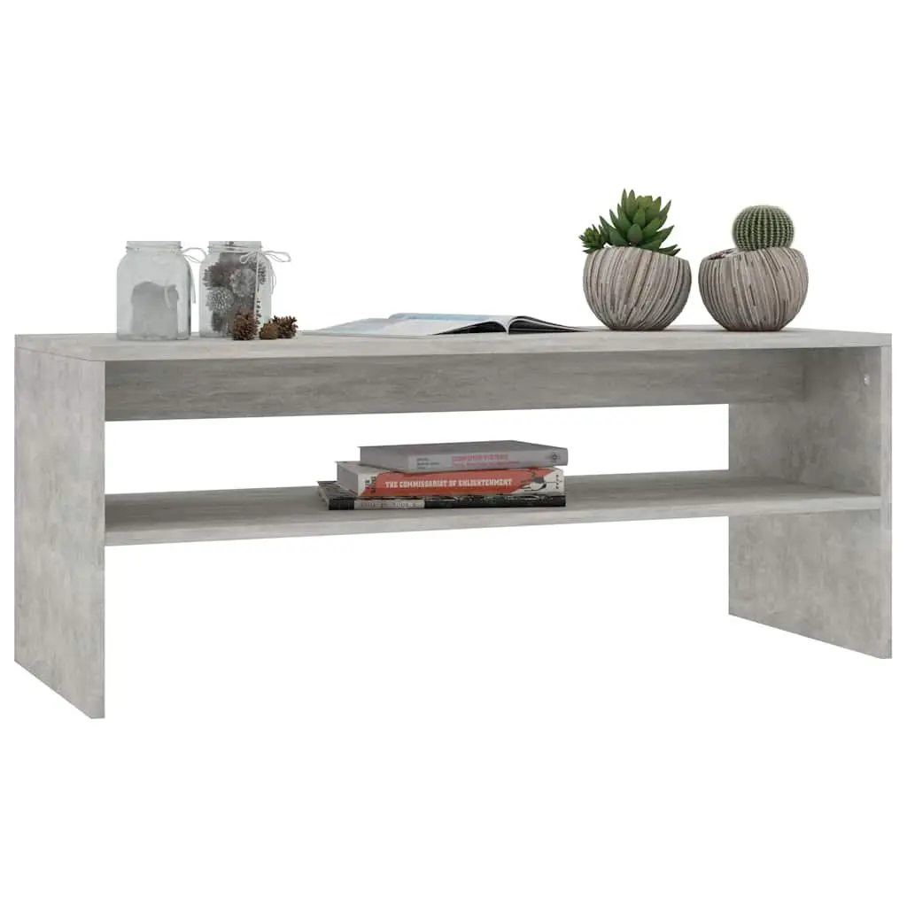 Coffee Table with Open Shelf Grey Engineered Wood Living Room Accent Table