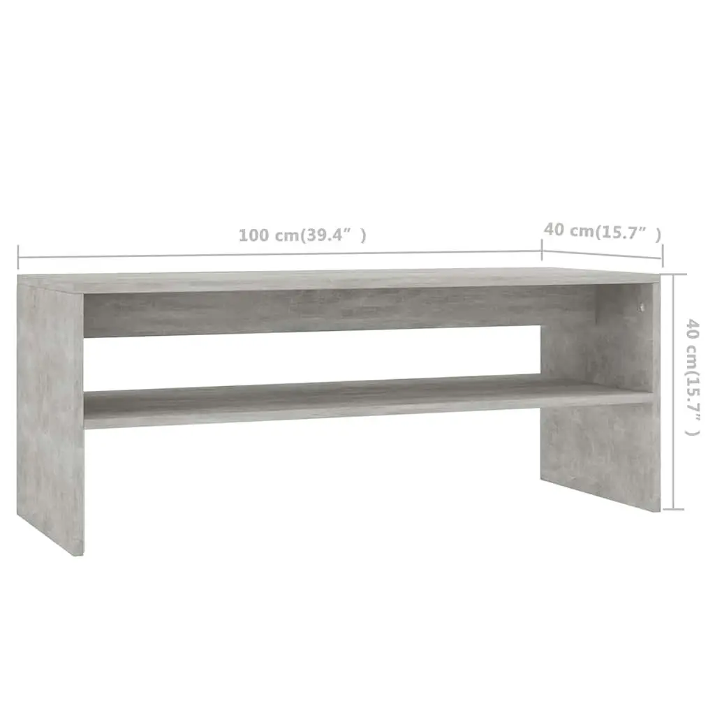 Coffee Table with Open Shelf Grey Engineered Wood Living Room Accent Table