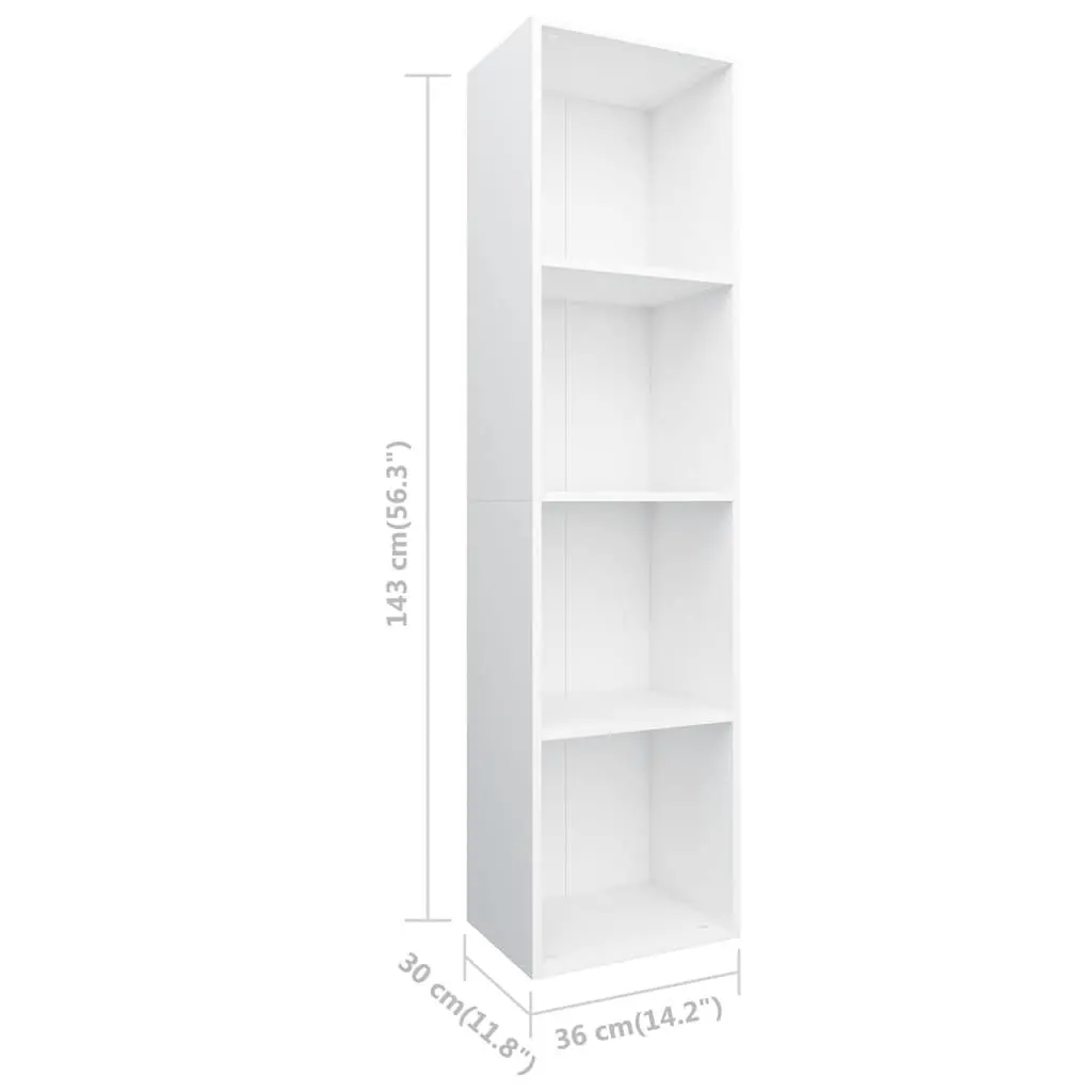 Book Cabinet TV Cabinet Storage Shelf Unit 36x30x143 cm White
