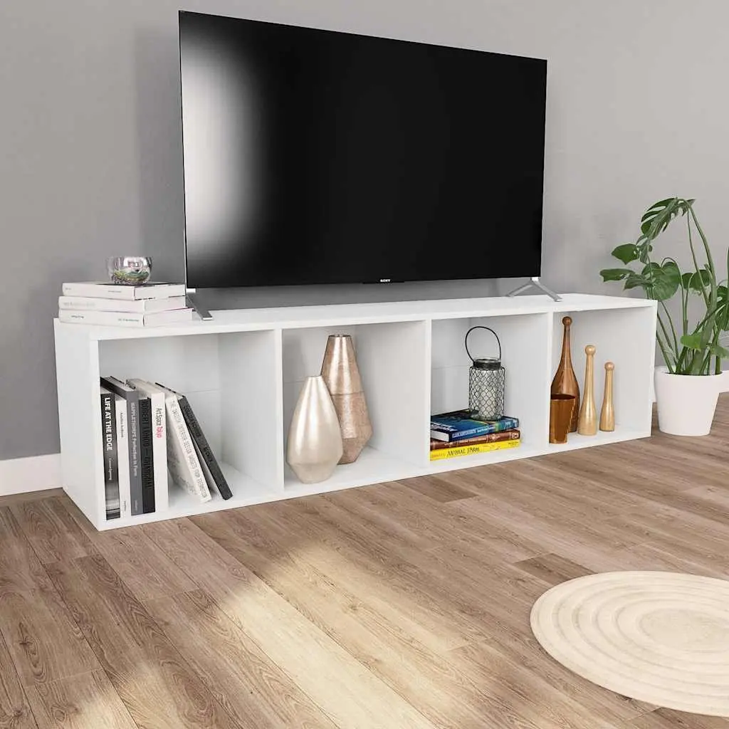 Book Cabinet TV Cabinet Storage Shelf Unit 36x30x143 cm White
