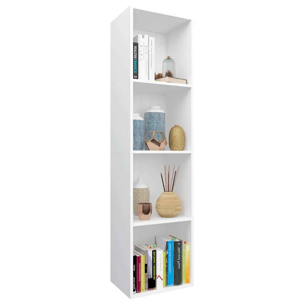 Book Cabinet TV Cabinet Storage Shelf Unit 36x30x143 cm White