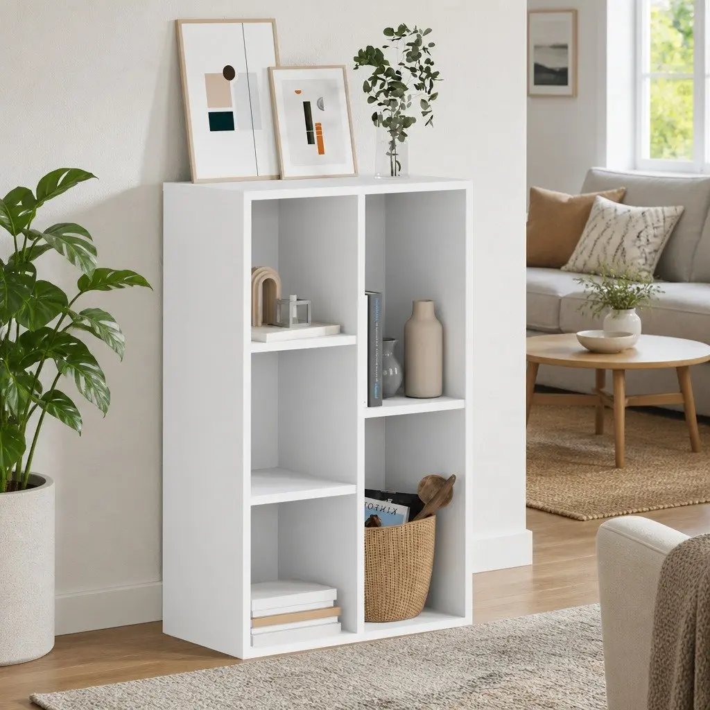 Book Cabinet Sideboard White Storage Shelf Unit Modern Engineered Wood Furniture