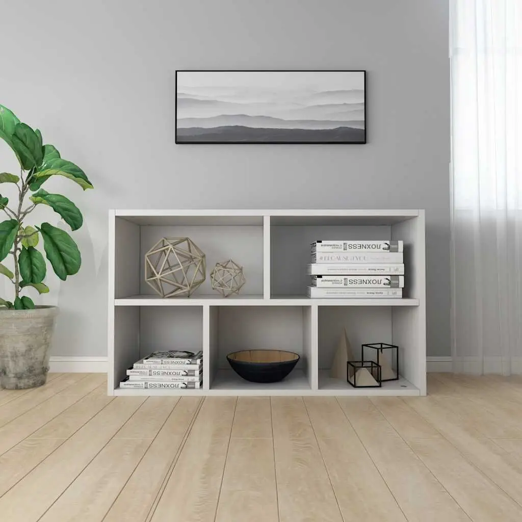 Book Cabinet Sideboard White Storage Shelf Unit Modern Engineered Wood Furniture