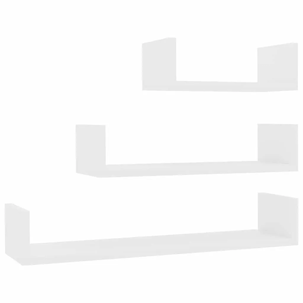 3 Piece White Wall Shelf Set for Home Use