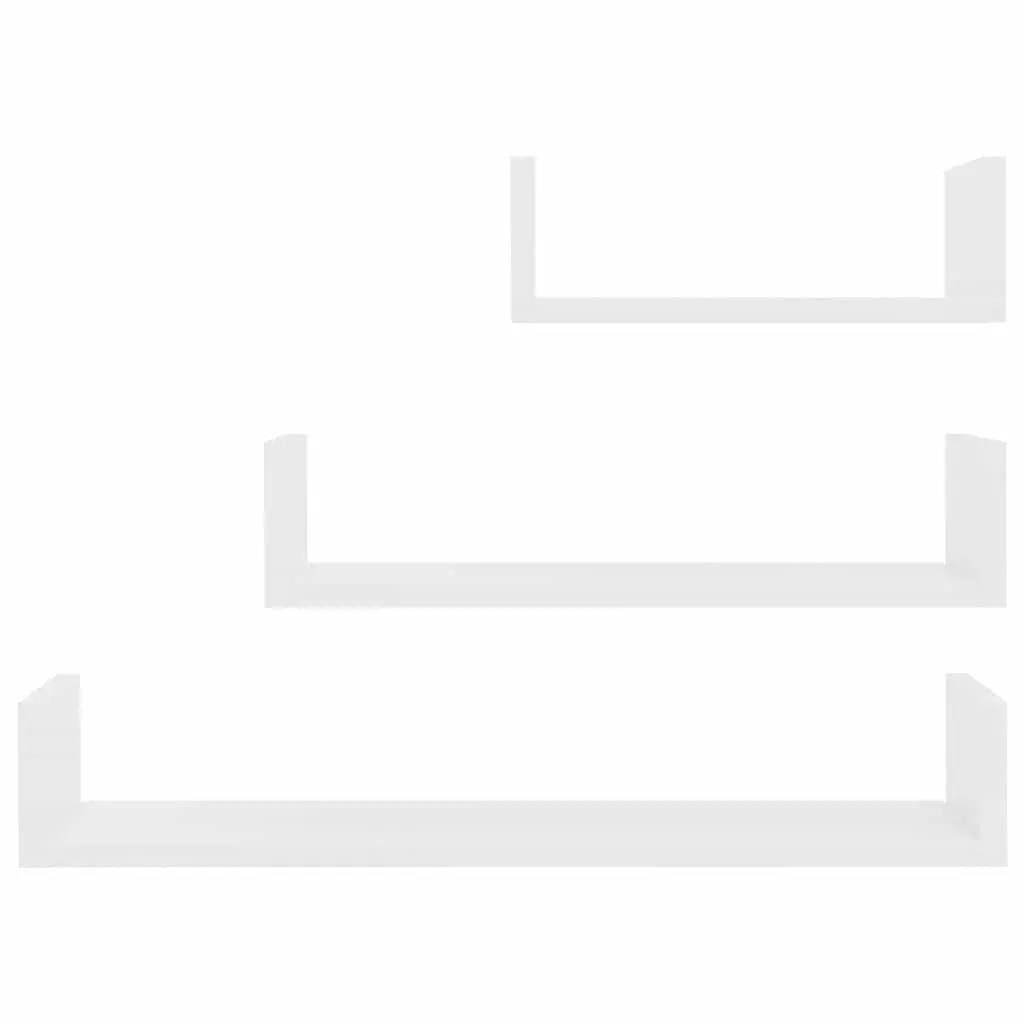 3 Piece White Wall Shelf Set for Home Use