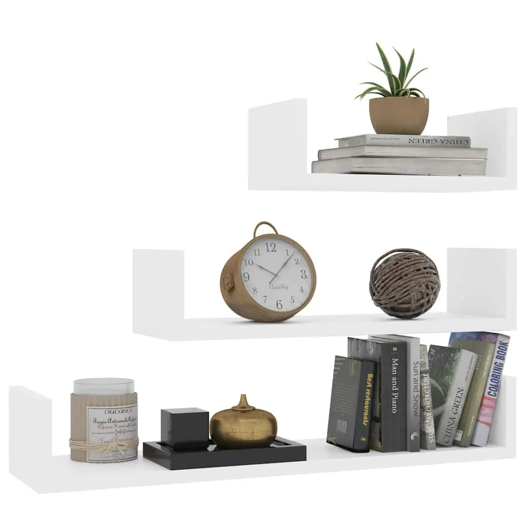 3 Piece White Wall Shelf Set for Home Use