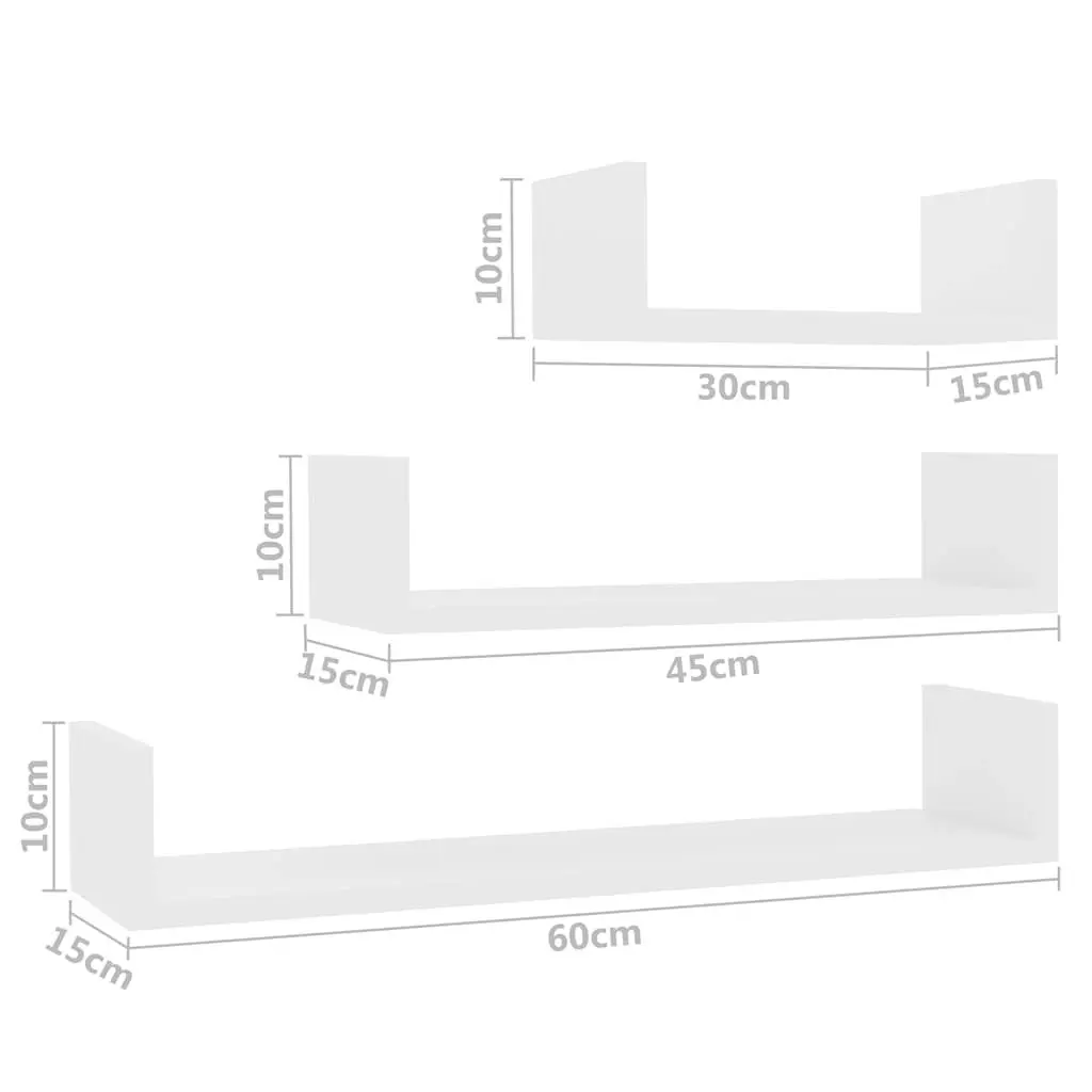 3 Piece White Wall Shelf Set for Home Use