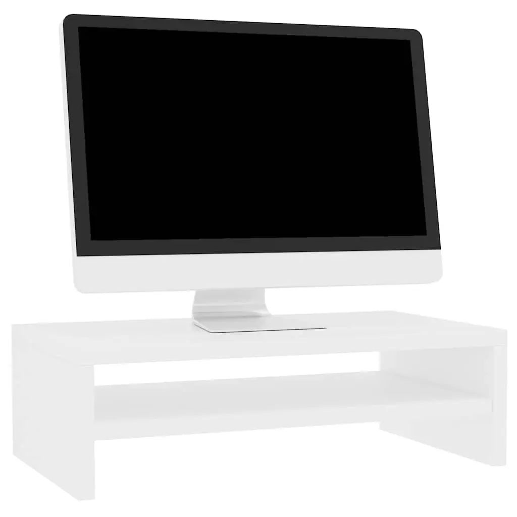 White Monitor Stand with Storage Solutions