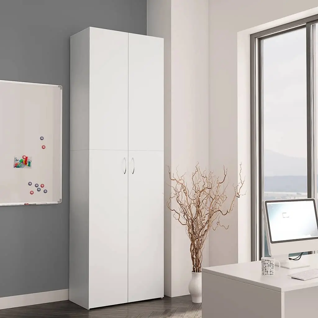 Office Cabinet Filing Storage 60x32x190cm White 5 Shelves 2 Doors