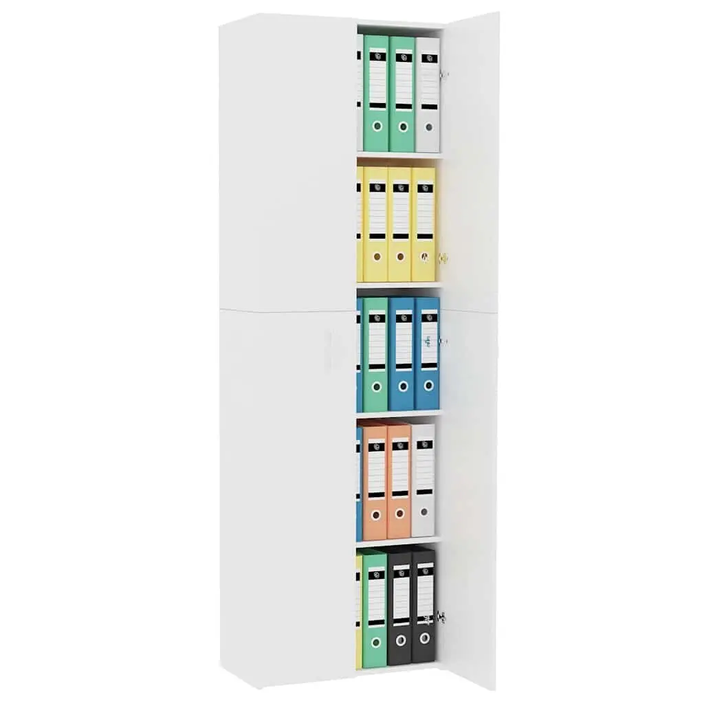 Office Cabinet Filing Storage 60x32x190cm White 5 Shelves 2 Doors