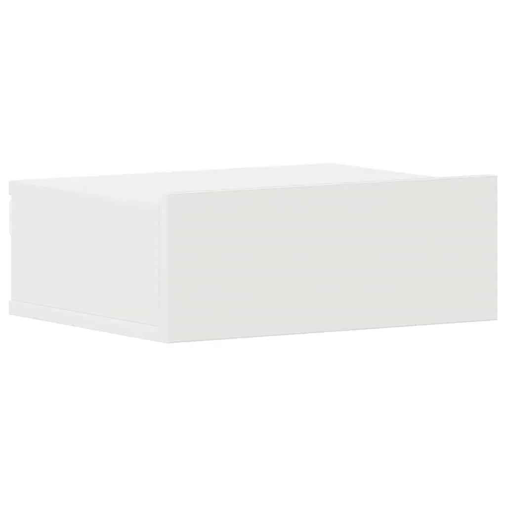 White Wall-Mounted Nightstand with Drawer