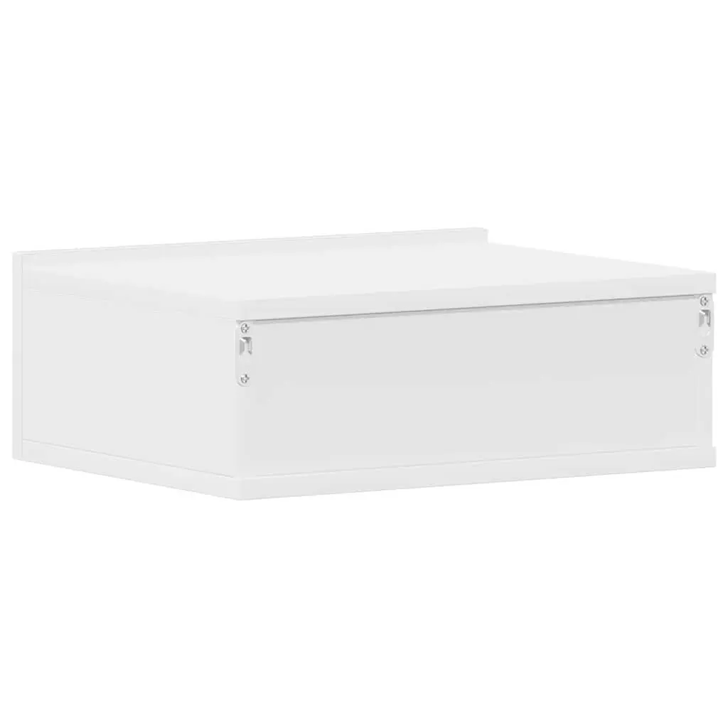 White Wall-Mounted Nightstand with Drawer