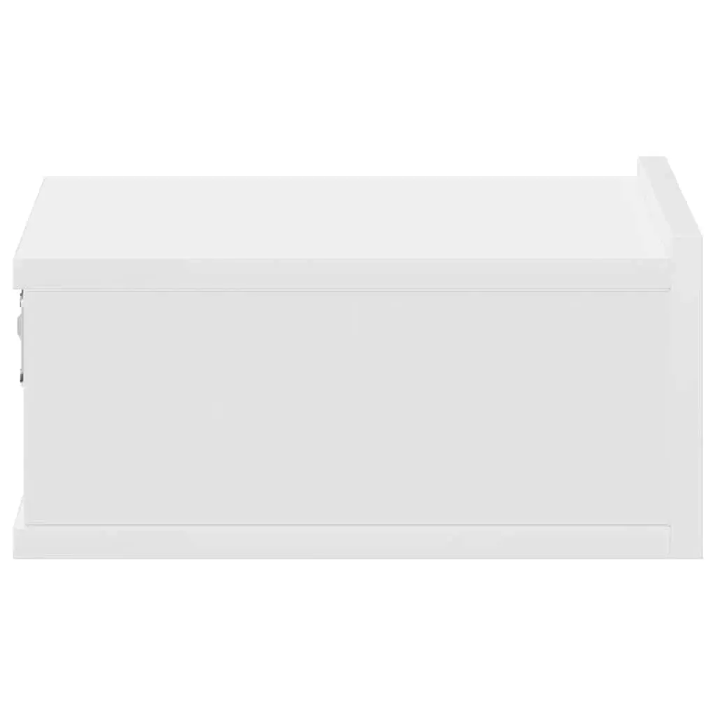 White Wall-Mounted Nightstand with Drawer