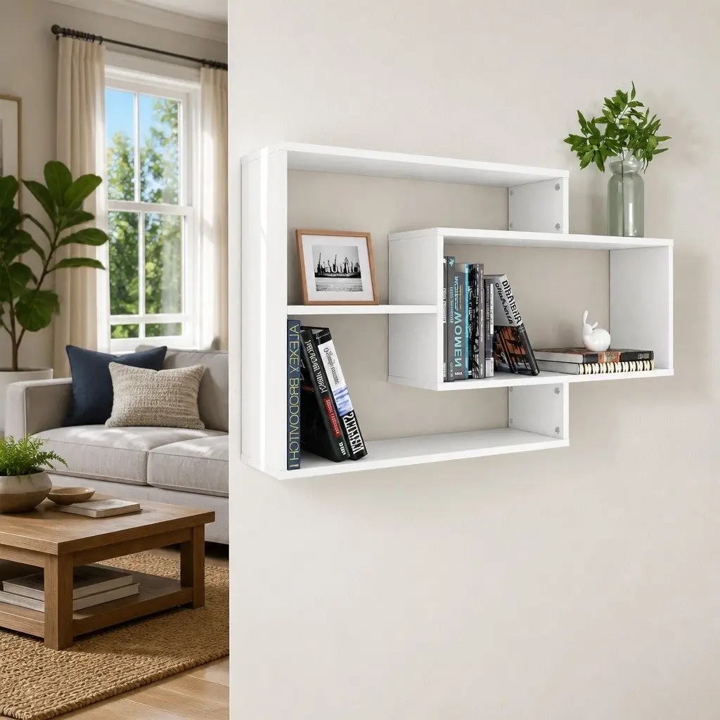 Wall Shelves Storage Display 104x20x58.5 cm White
