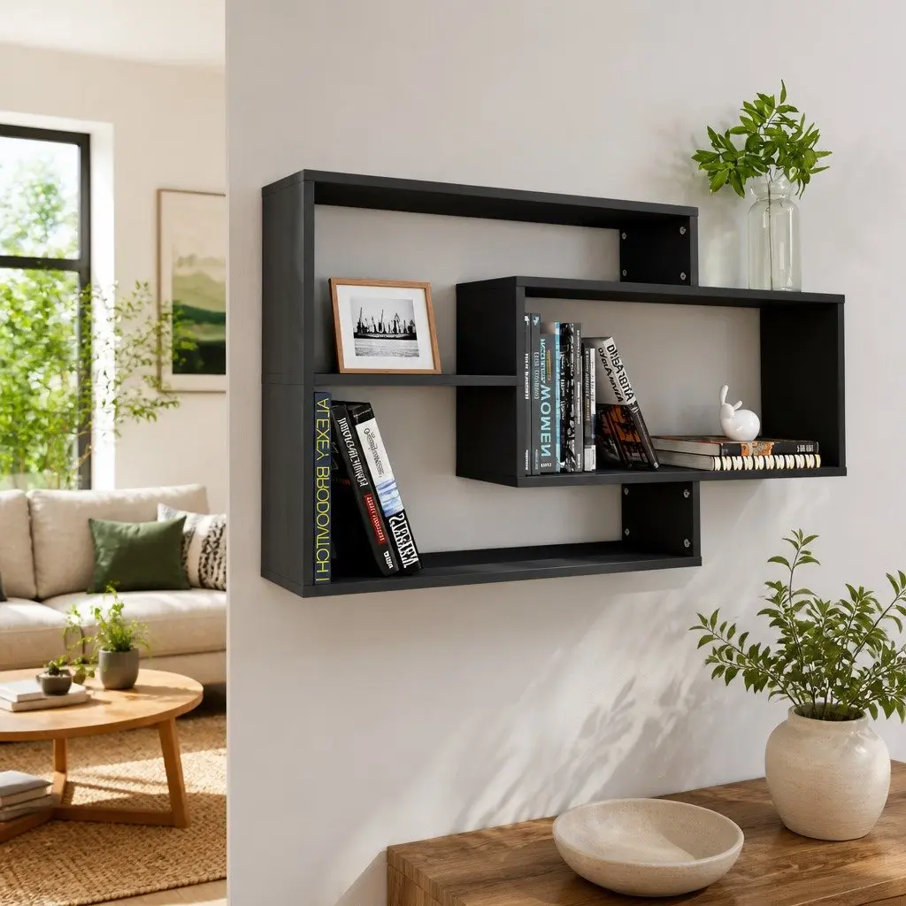 Grey Wall Shelves with Easy Installation