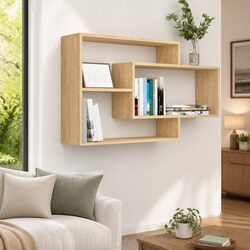 Wall Shelves Brown Engineered Wood 3 Compartments Storage Display Home Organiser