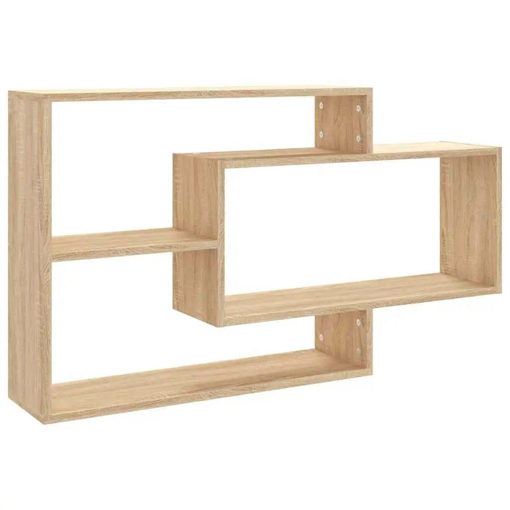 Wall Shelves Storage Display 3 Compartments Engineered Wood Brown