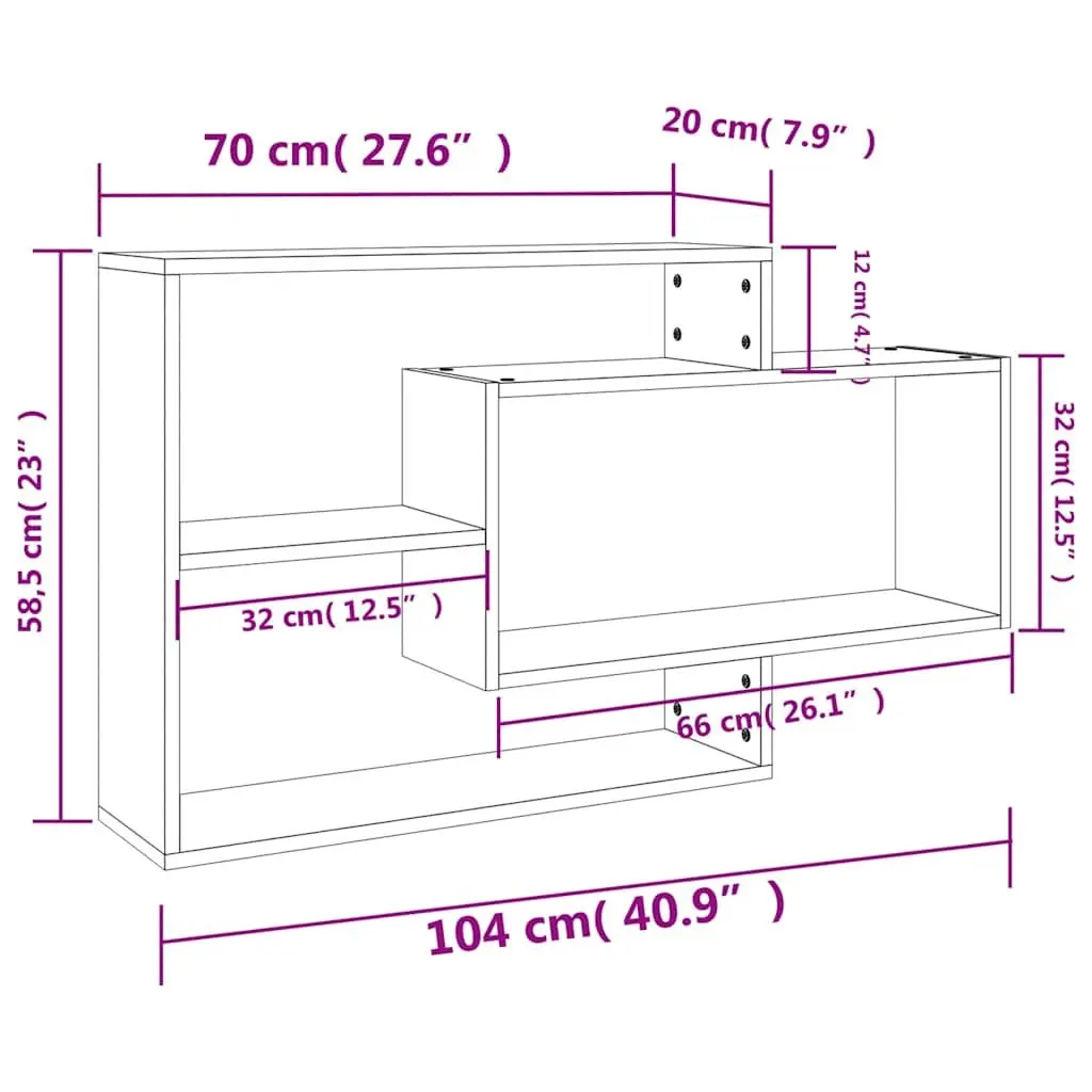 Wall Shelves Storage Display 3 Compartments Engineered Wood Brown
