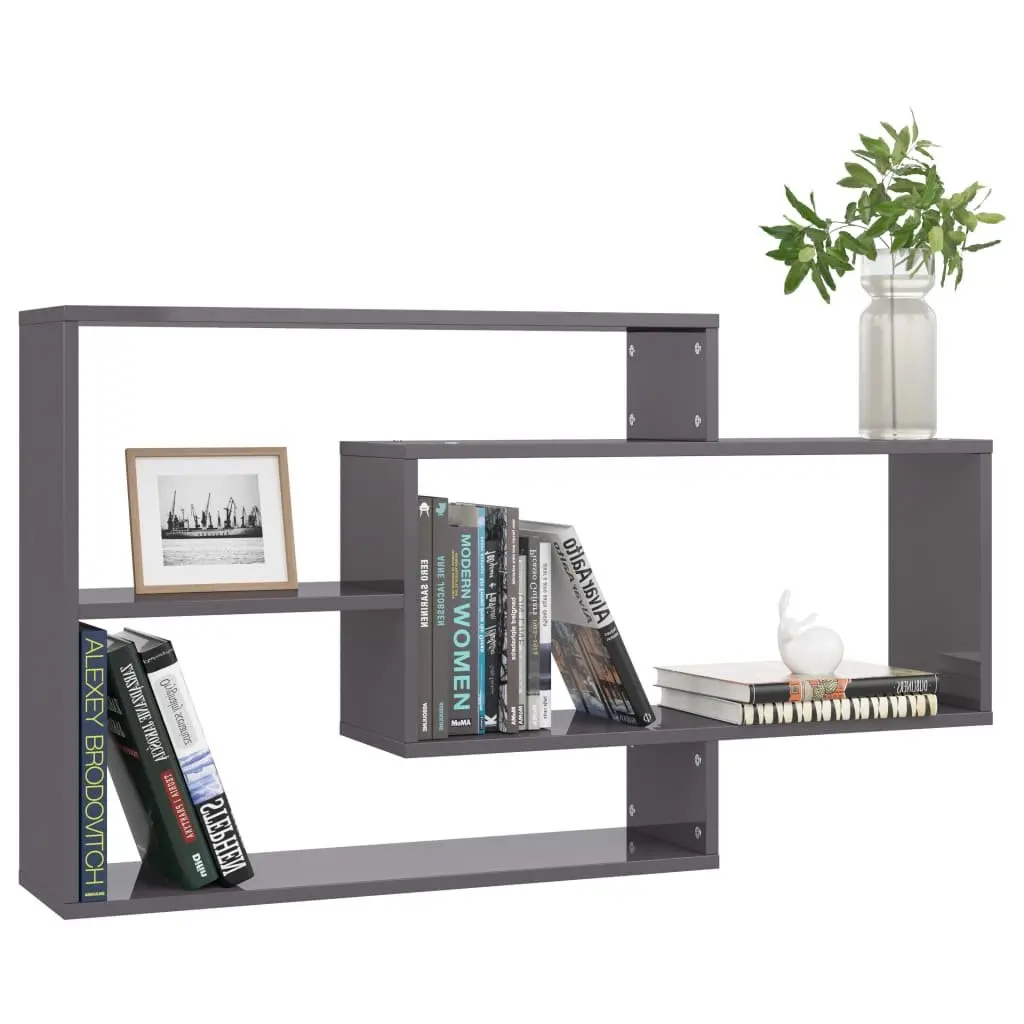 Grey Wall Shelf Unit with Easy Installation