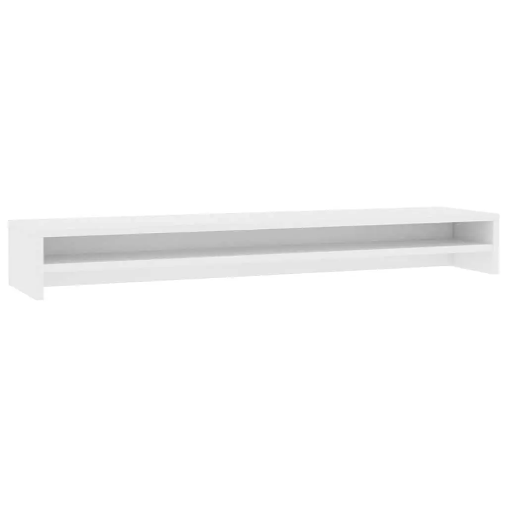 Monitor Stand White Desk Riser Organiser Shelf 100 x 24 x 13 cm Home Office Gaming Workstation