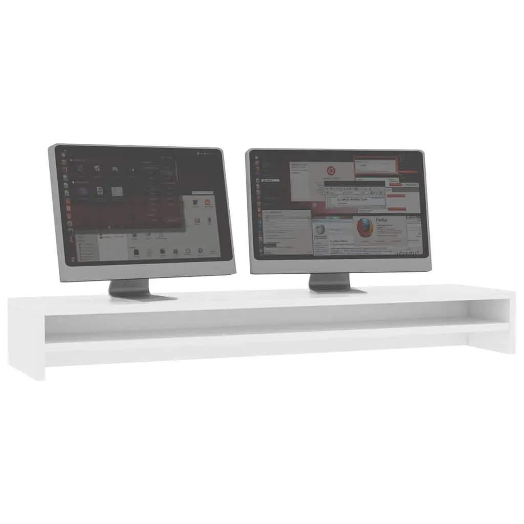 Monitor Stand White Desk Riser Organiser Shelf 100 x 24 x 13 cm Home Office Gaming Workstation