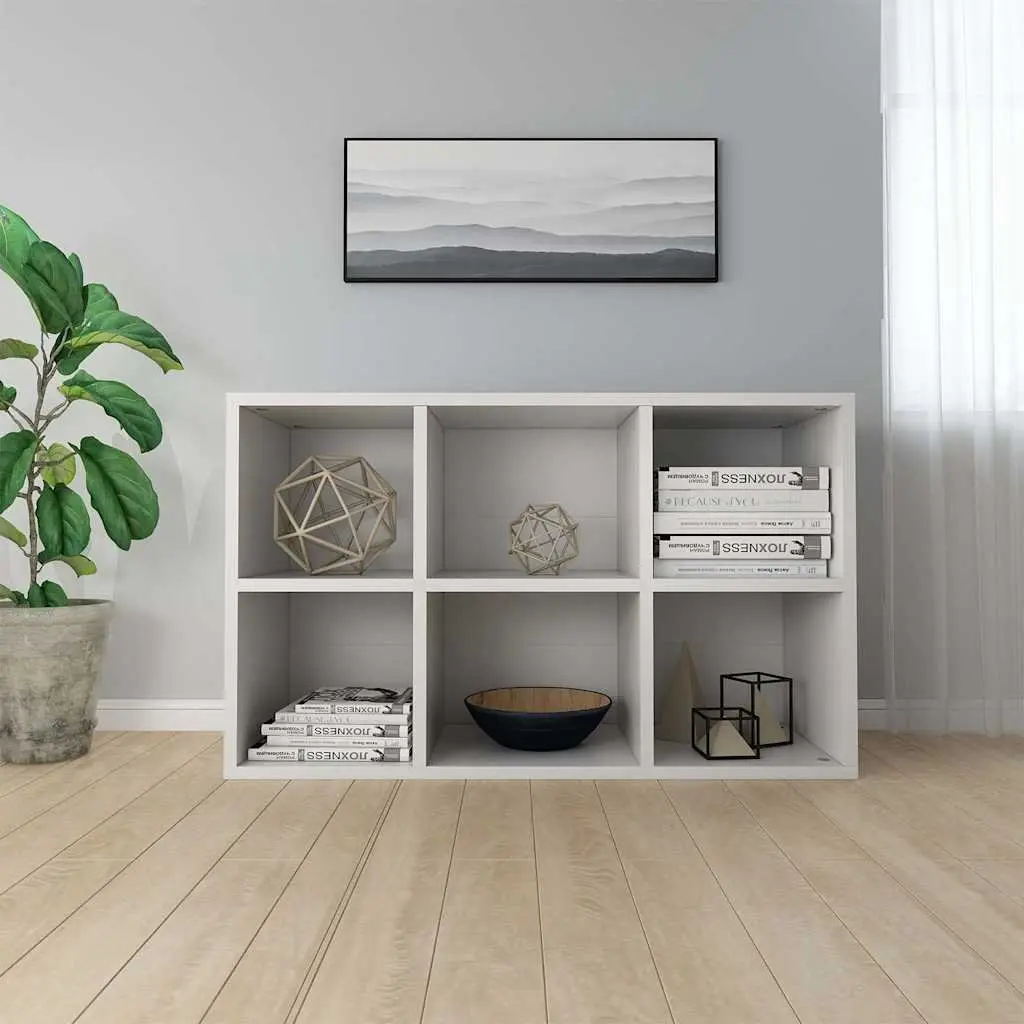 Book Cabinet Sideboard White 66x30x98 cm Storage Shelf 6 Compartments