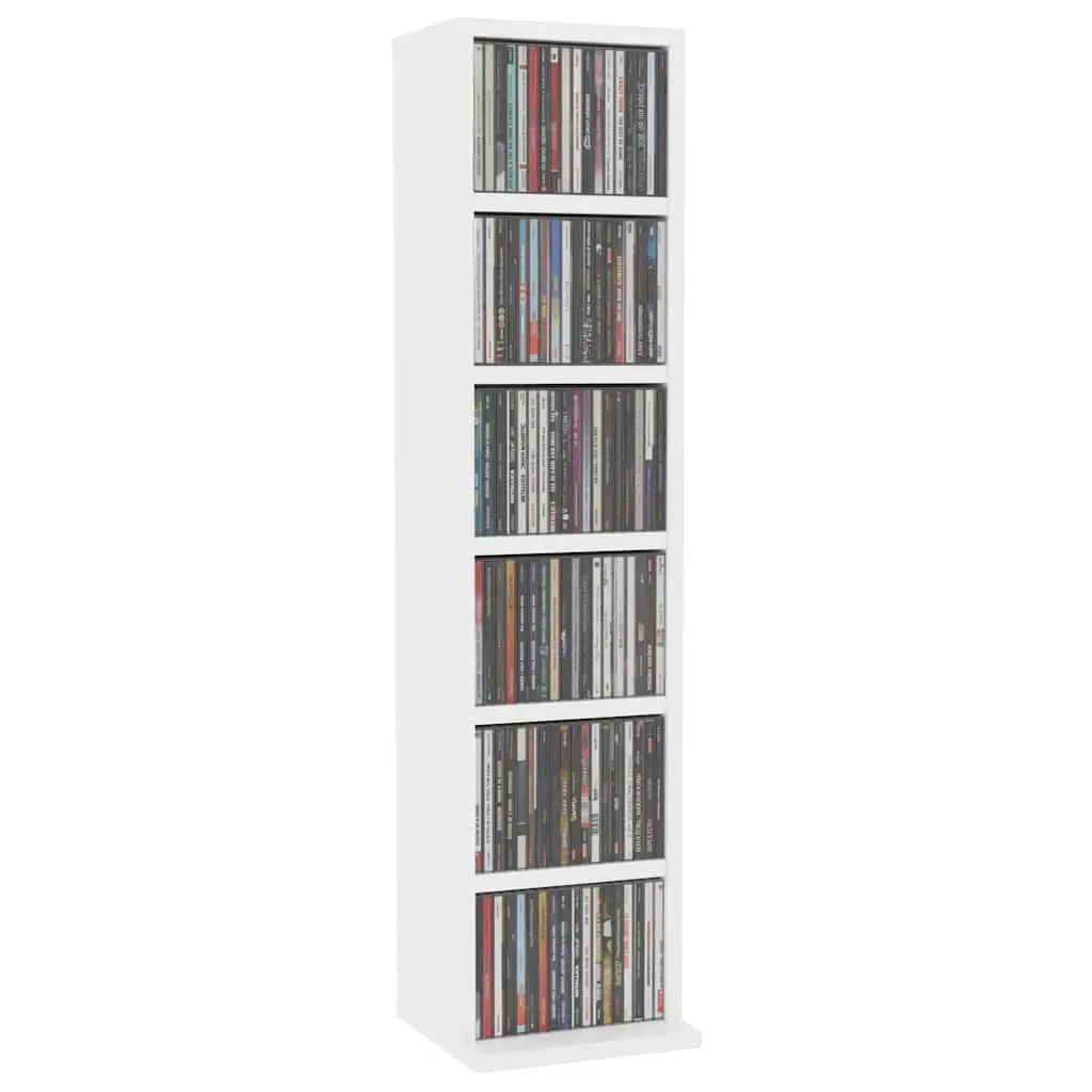 CD Cabinet Media Storage Rack 21x20x88 cm White